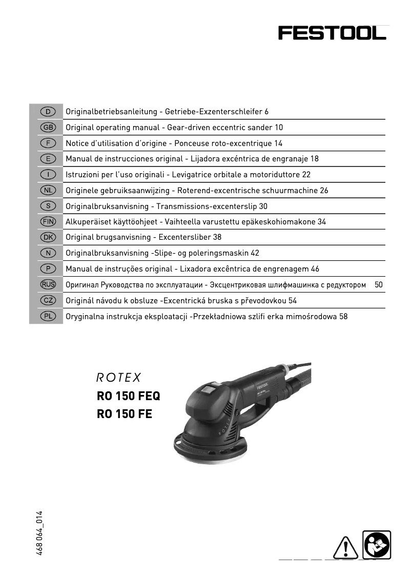 Página 1 del manual Manual de usuario Festool RO 150 FEQ EDITION 16