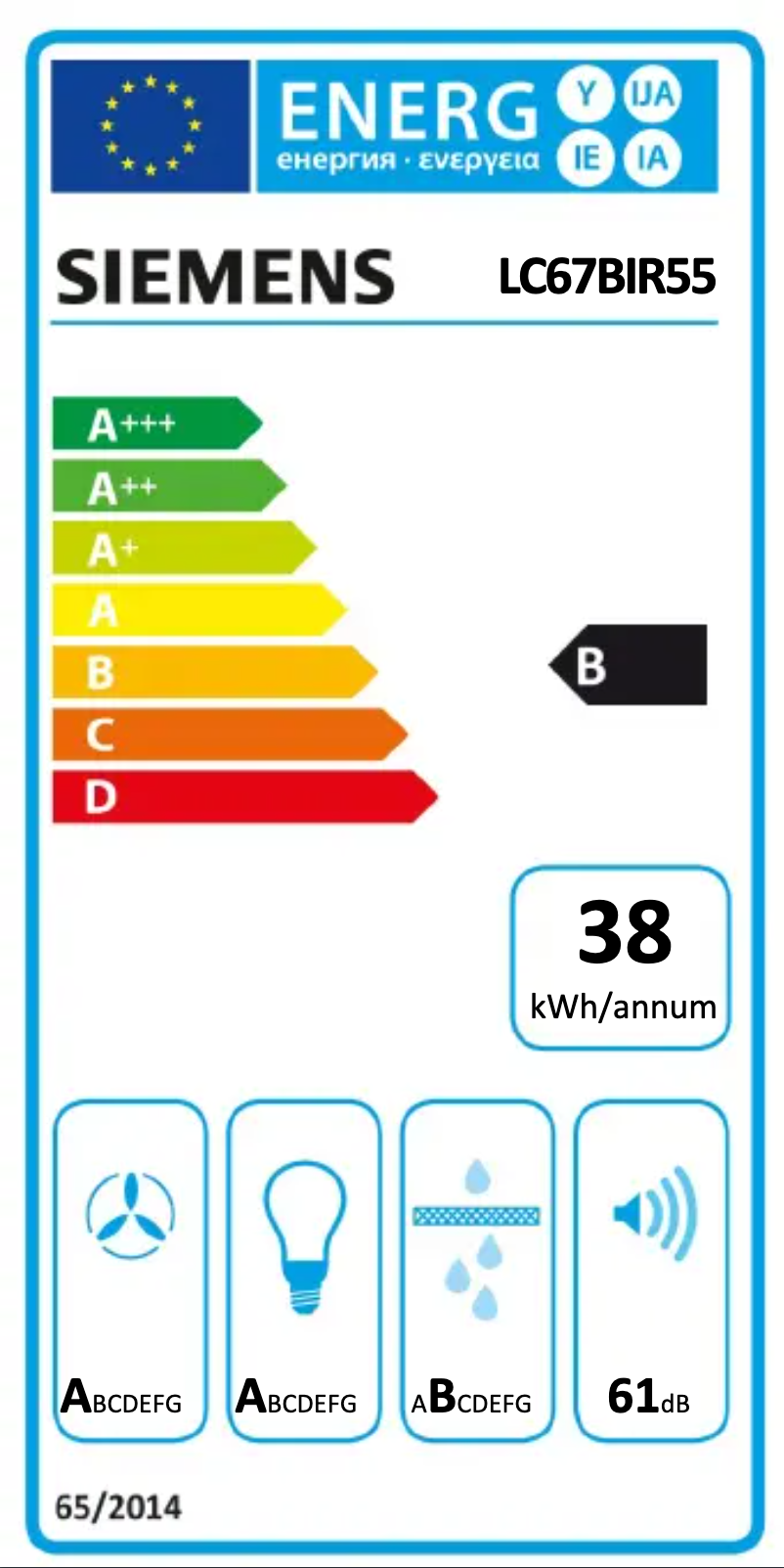 Page 1 de la notice Label énergétique Siemens iQ500 LC67BIR55