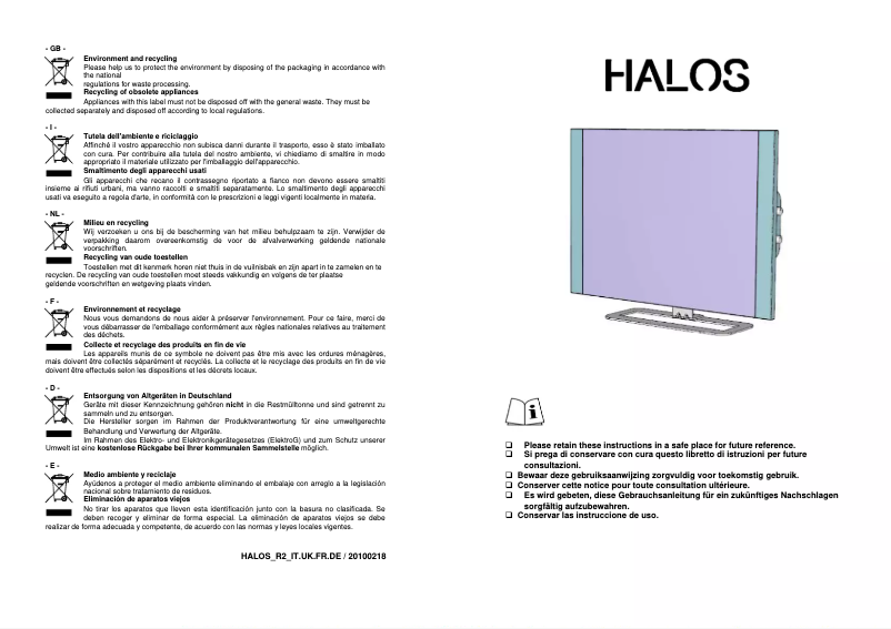 Page n°1 - Manuel utilisateur Radialight Halos