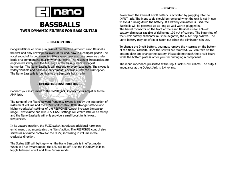 Image de la première page du manuel de l'appareil Nano Bassballs