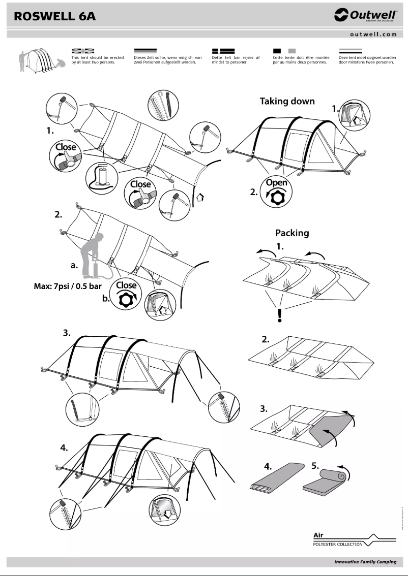 Page 1 de la notice Manuel utilisateur Outwell Roswell 6A