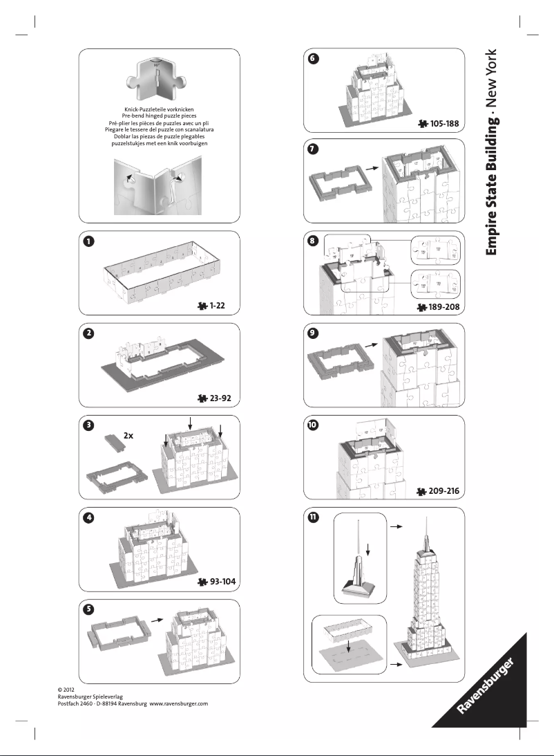 Page 1 de la notice Manuel utilisateur Ravensburger Empire State Building