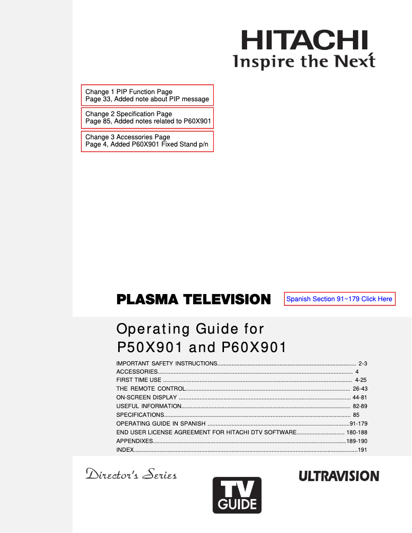 Page n°1 - Manuel utilisateur Hitachi P60X901