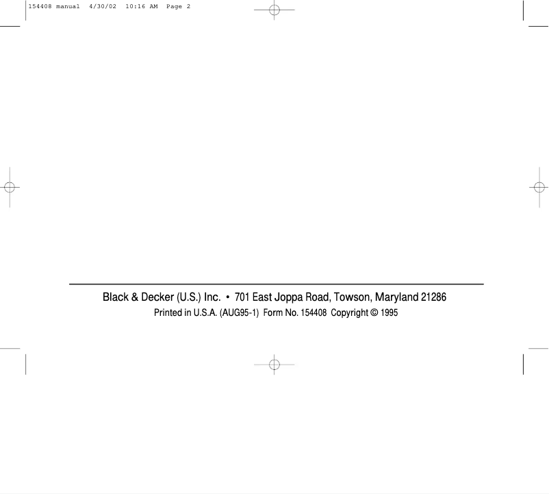 Page 1 de la notice Manuel utilisateur Black & Decker 1788