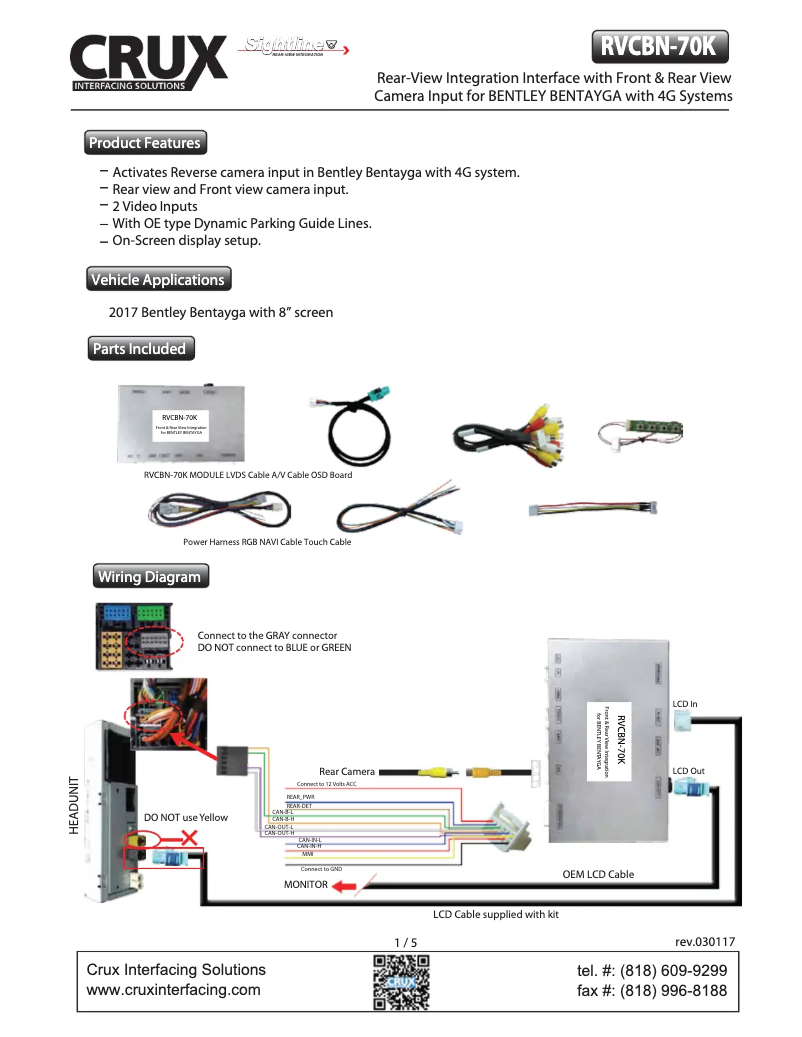 Page n°1 - Manuel utilisateur CRUX RVCBN-70K