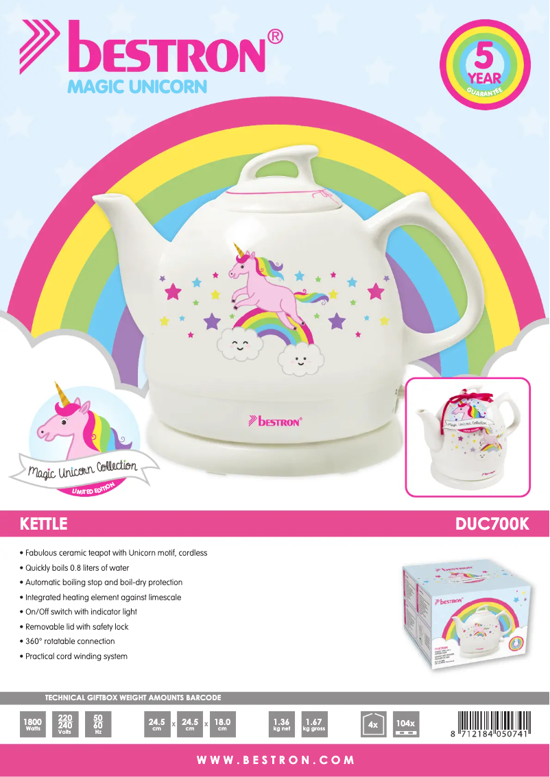 Page n°1 - Fiche technique Bestron DUC700K