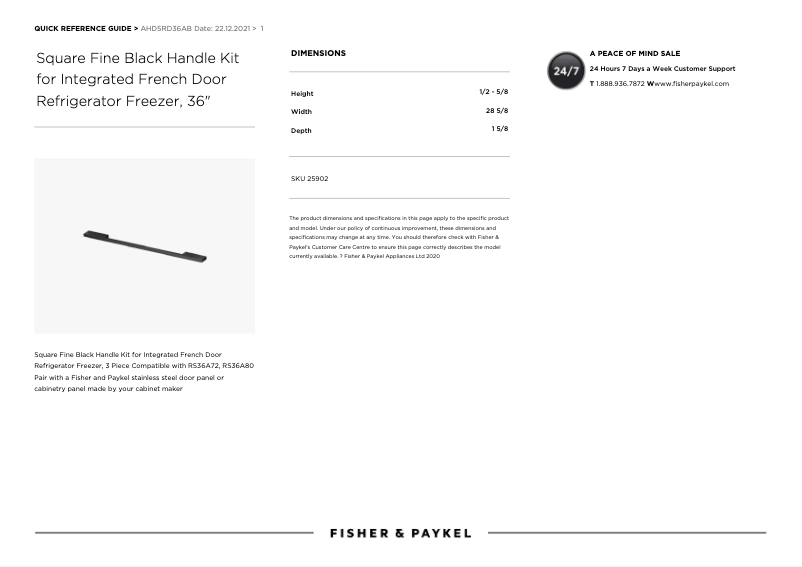 Page n°1 - Manuel utilisateur Fisher & Paykel AHD5RD36AB