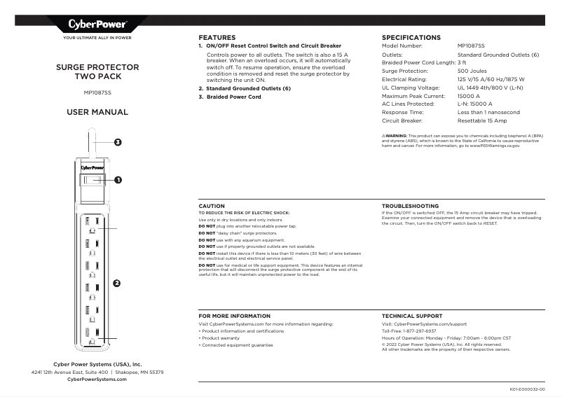 Página 1 del manual Manual de usuario CyberPower MP1087SS