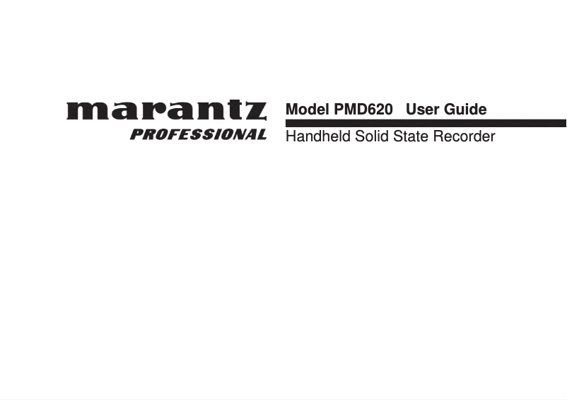 Page n°1 - Manuel utilisateur Marantz PMD620