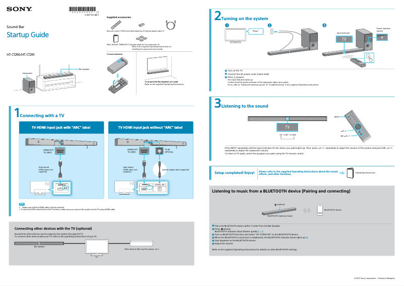 Image de la première page du manuel de l'appareil HT-CT291