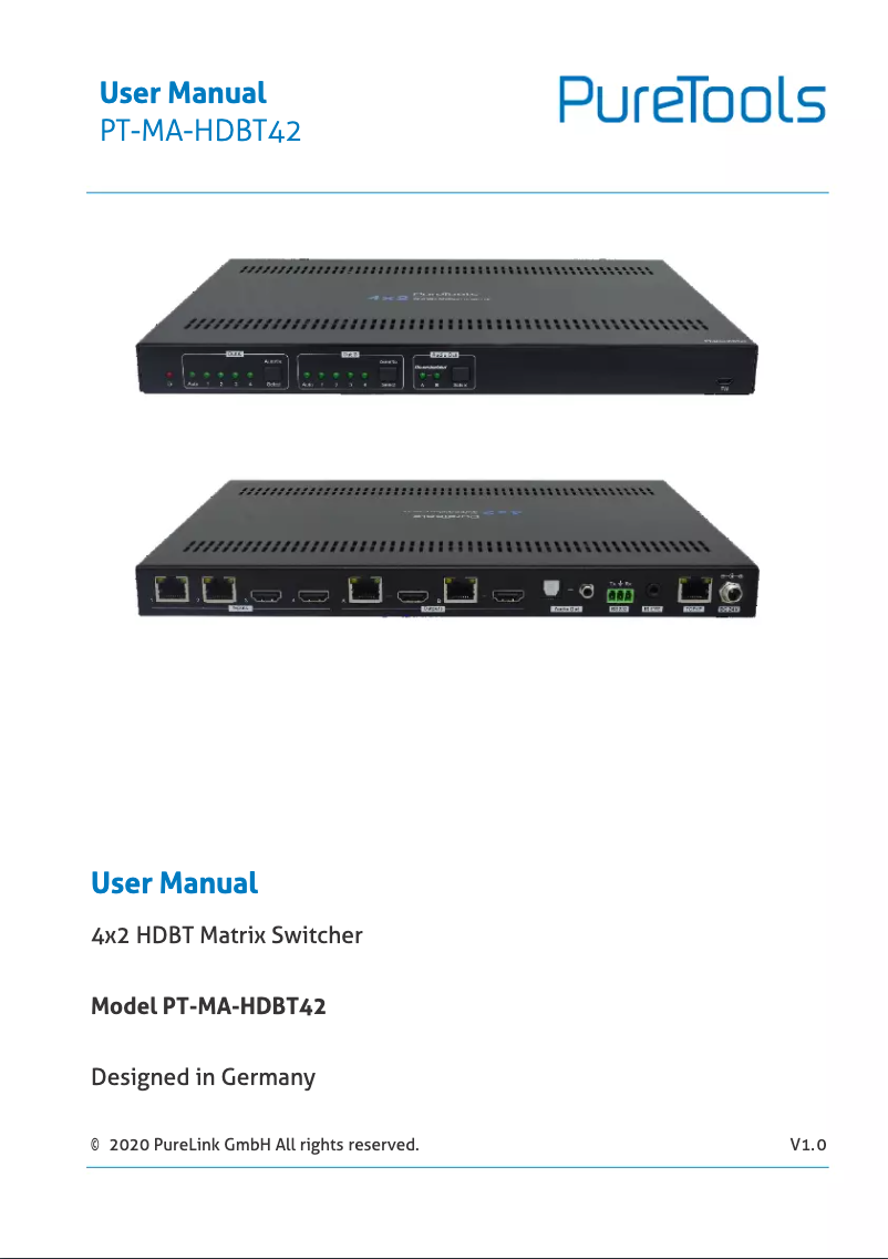 Page n°1 - Manuel utilisateur PureTools PT-MA-HDBT42