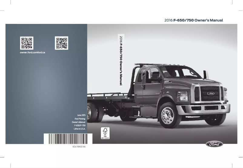 Page 1 de la notice Manuel utilisateur Ford F-650 (2016)