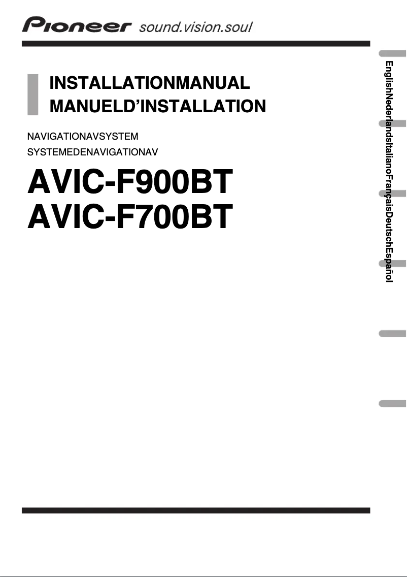 Page 1 de la notice Guide d'installation Pioneer AVIC-F700BT