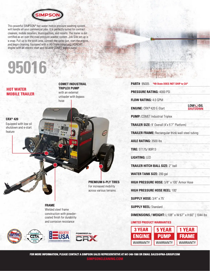 Page 1 de la notice Fiche technique Simpson 95016