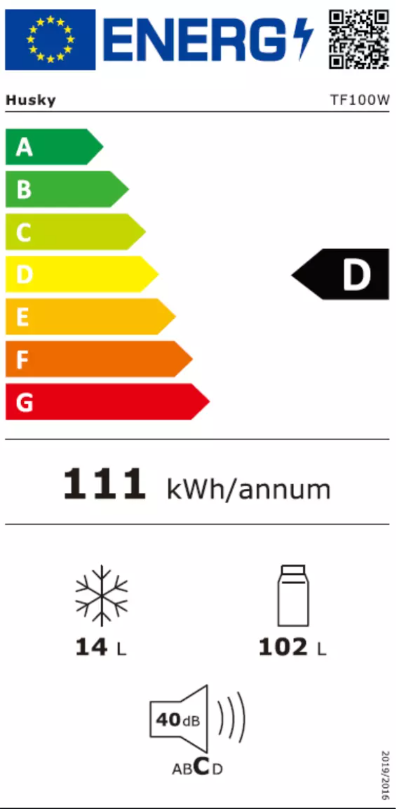 Page n°1 - Label énergétique Husky TF100W
