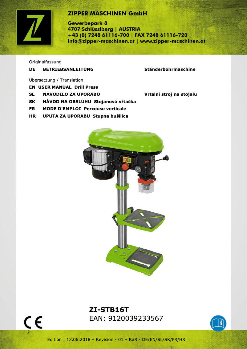 Page 1 de la notice Manuel utilisateur Zipper ZI-STB16T