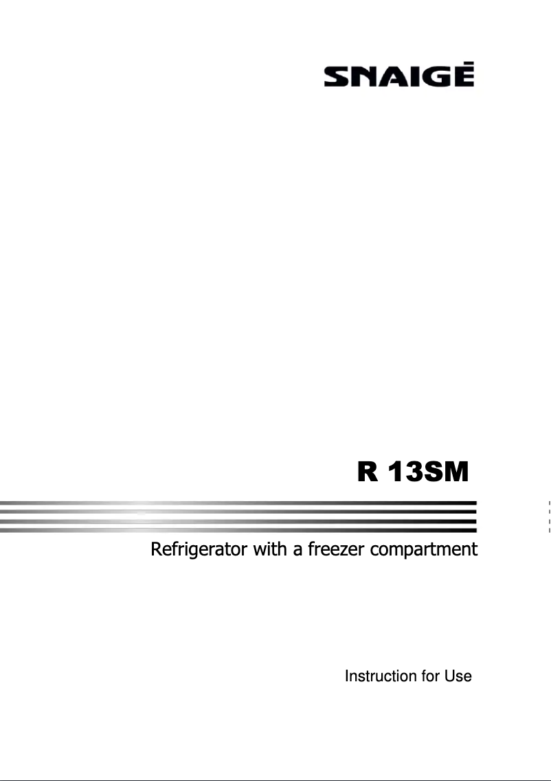 Page n°1 - Manuel utilisateur Snaigė R13SM-P6000F1