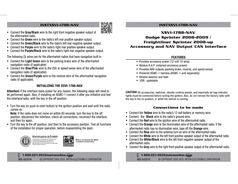 Image de la première page du manuel de l'appareil XSVI-1788-NAV