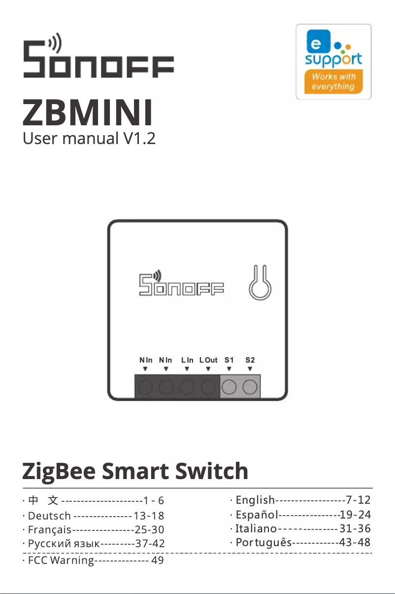 Page n°1 - Manuel utilisateur Sonoff ZBMINI