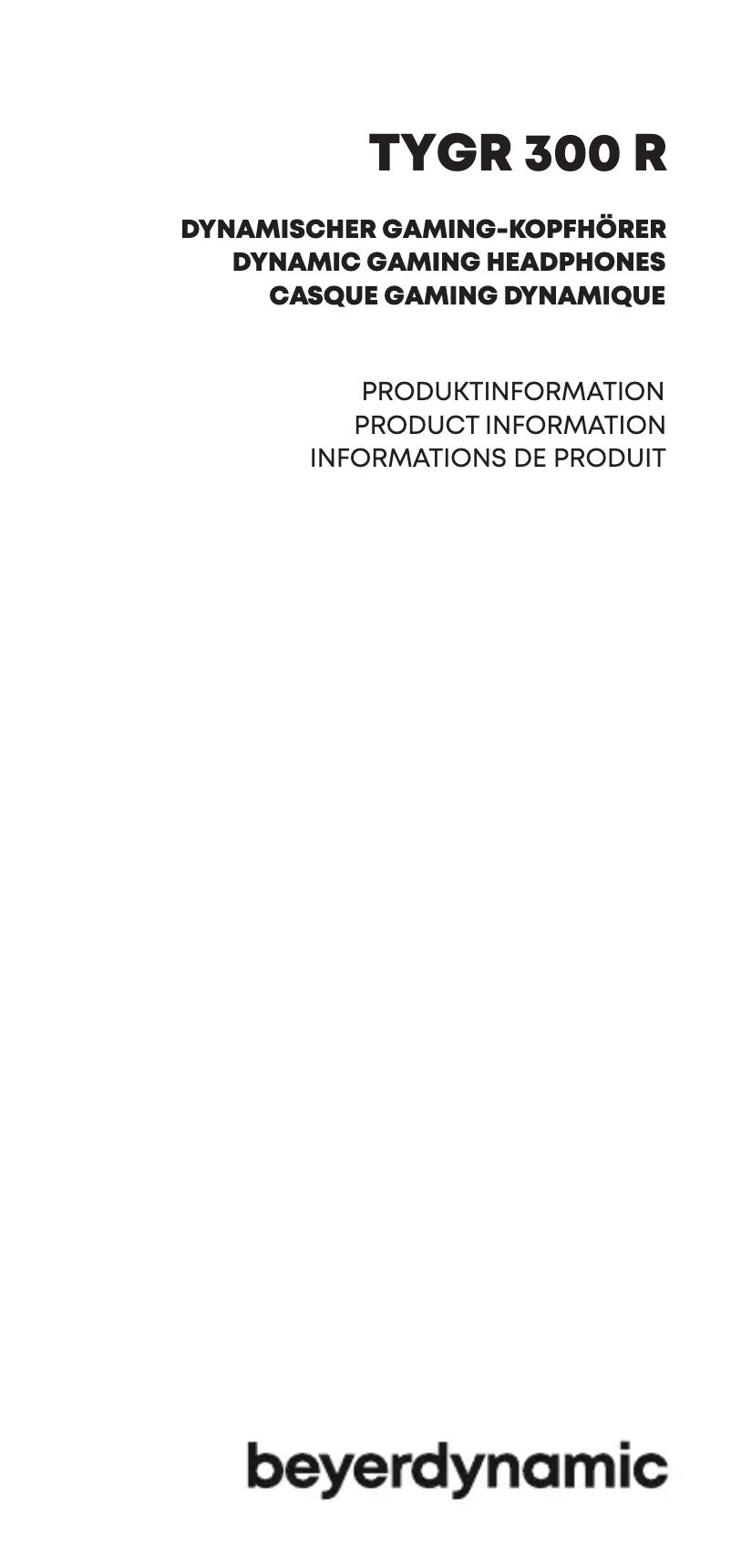 Image de la première page du manuel de l'appareil TYGR 300 R