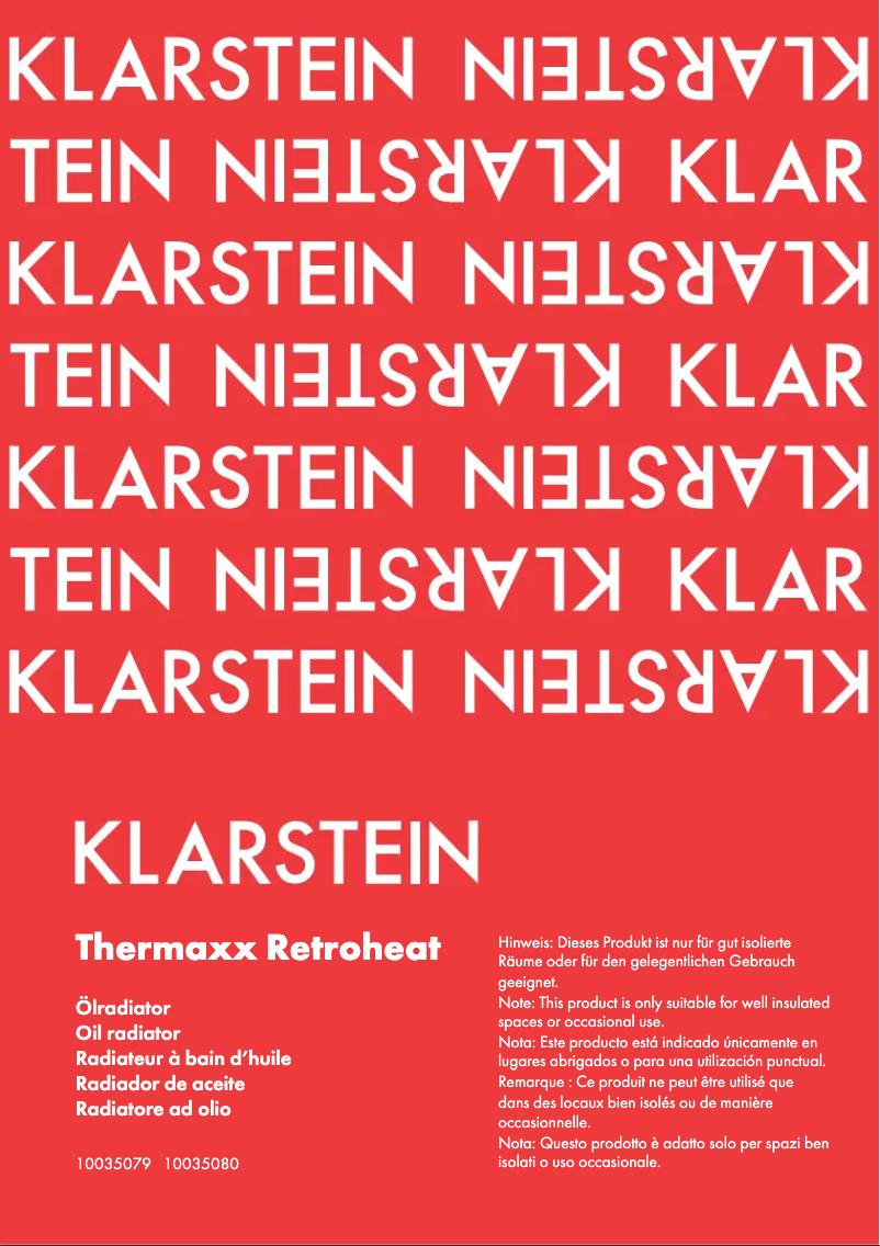 Page 1 de la notice Manuel utilisateur Klarstein Thermaxx Retroheat