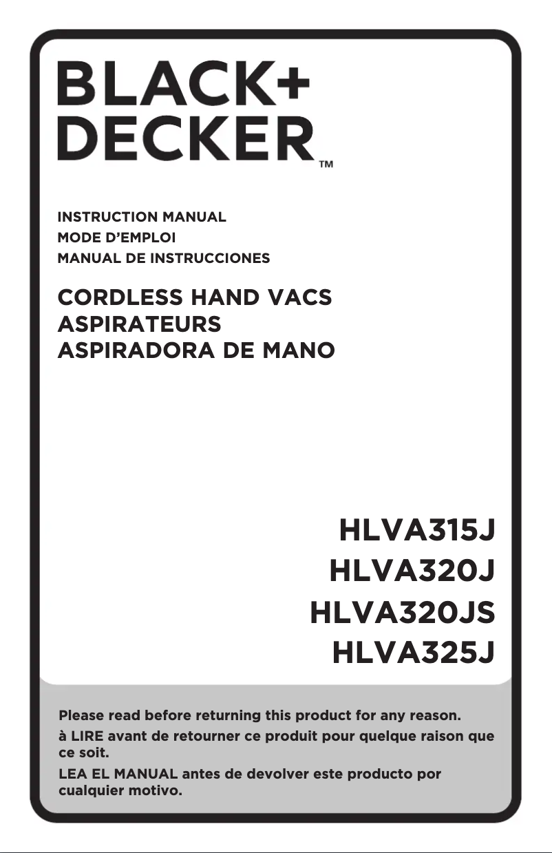 Page 1 de la notice Manuel utilisateur Black & Decker HLVA320J22