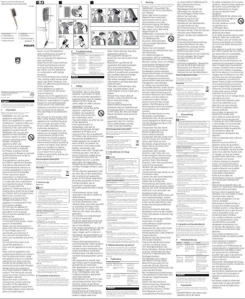 Page 1 de la notice Manuel utilisateur Philips StyleCare Essential BHH880