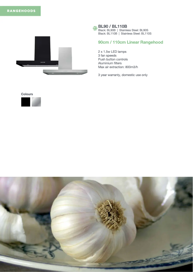 Page 1 de la notice Fiche technique Belling BL110B