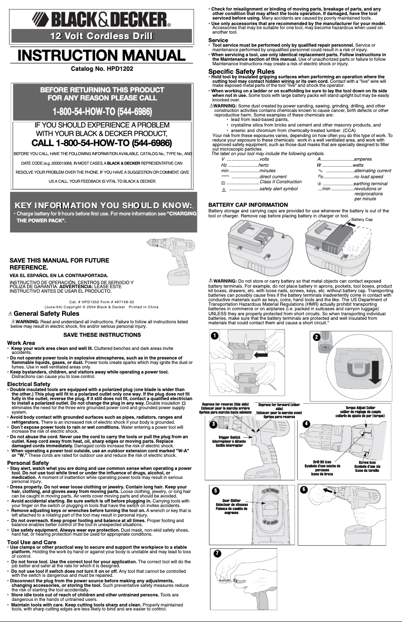 Page n°1 - Manuel utilisateur Black & Decker HPD1202