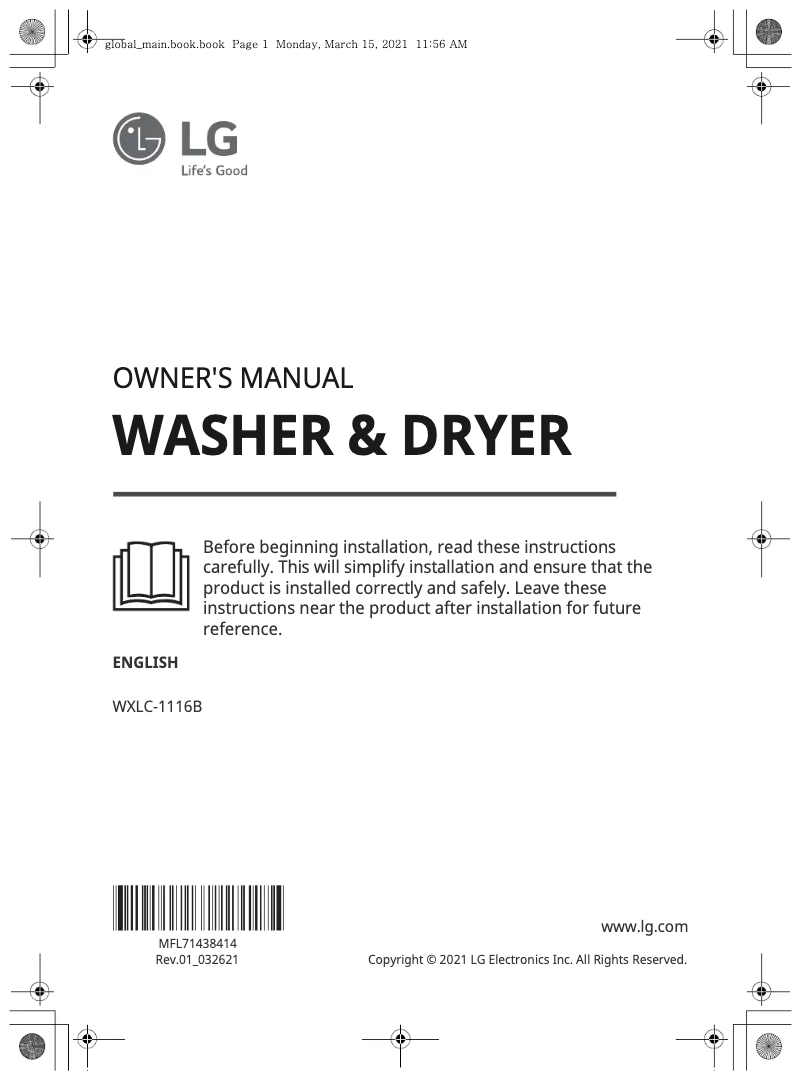 Page n°1 - Manuel utilisateur LG WXLC-1116B