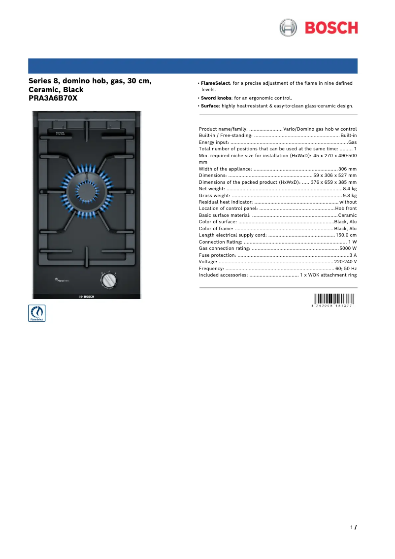 Image de la première page du manuel de l'appareil PRA3A6B70X