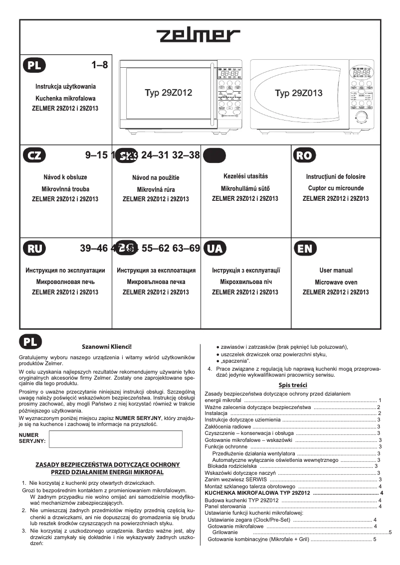 Page 1 de la notice Manuel utilisateur Zelmer 29Z012