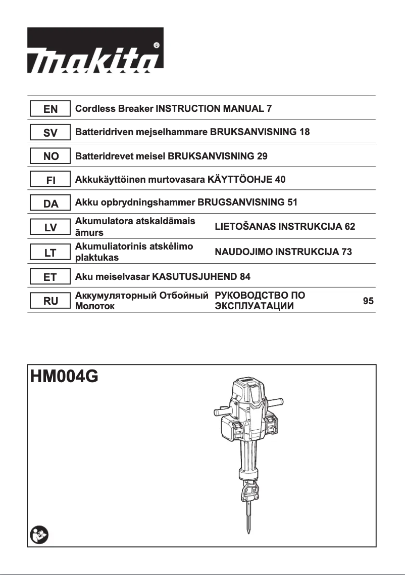 Page 1 de la notice Manuel utilisateur Makita HM002G