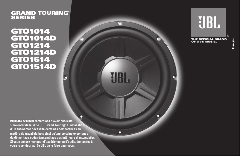 Page 1 de la notice Manuel utilisateur JBL Grand Touring GTO1514D