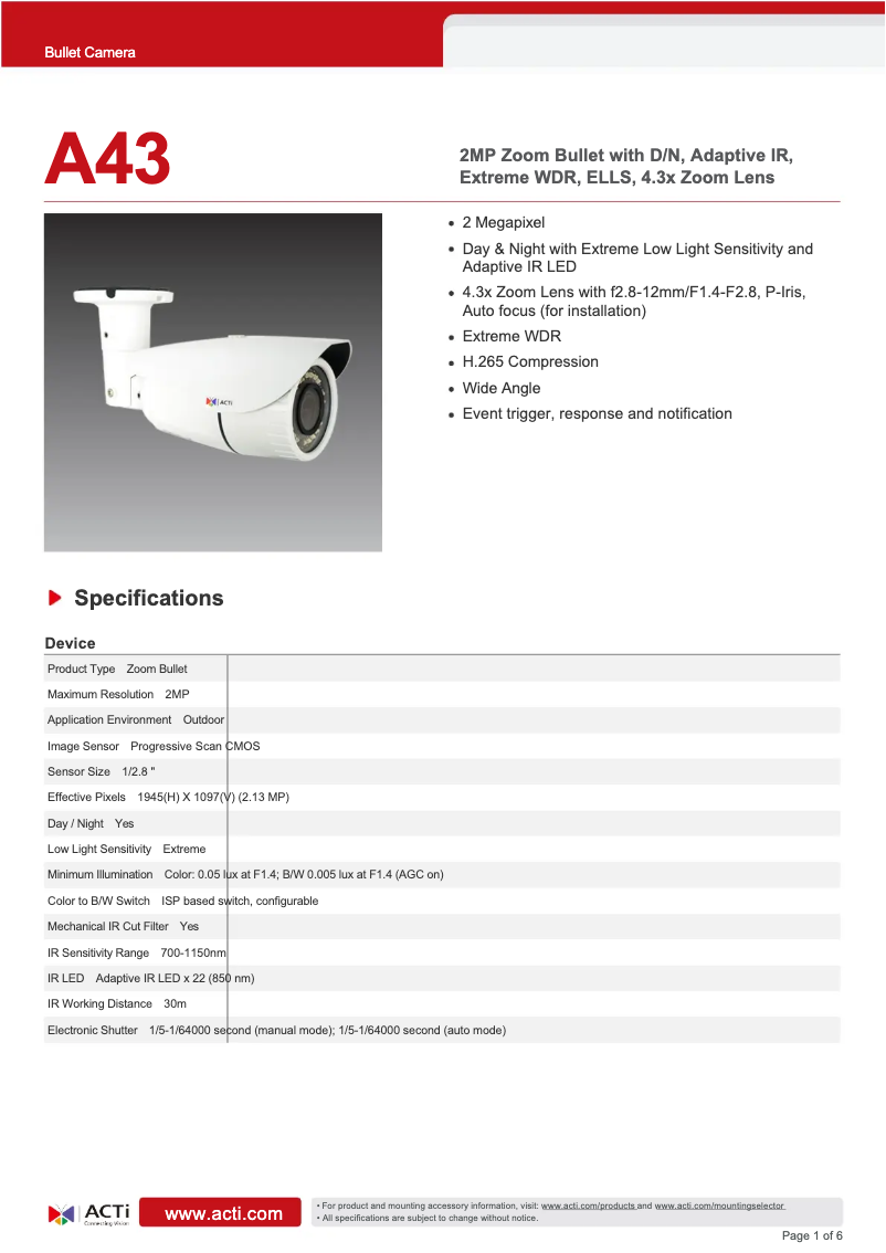 Image de la première page du manuel de l'appareil A43
