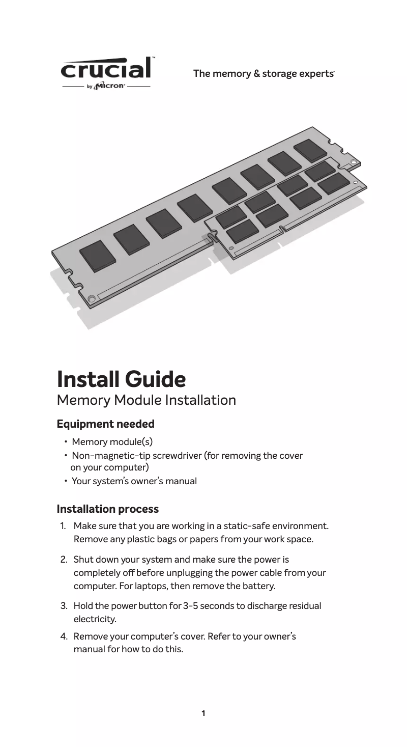 Page n°1 - Guide de démarrage rapide Crucial CT2K32G4SFD832A