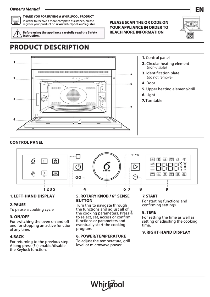Page 1 de la notice Manuel d'utilisation et d'entretien Whirlpool WMW57DHMX