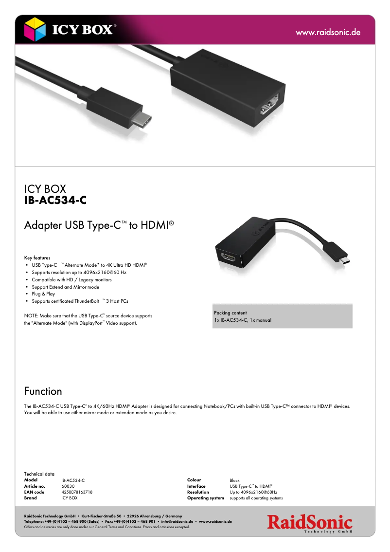 Page n°1 - Fiche technique Icy Box IB-AC534-C