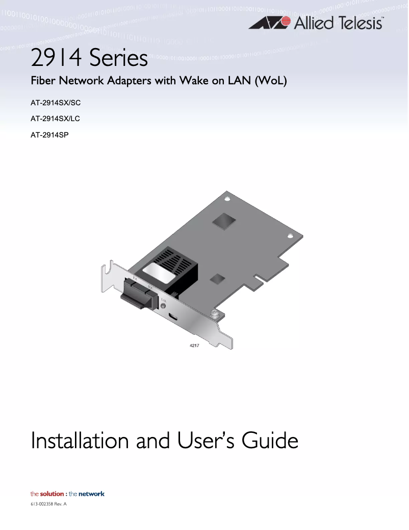 Page n°1 - Manuel utilisateur Allied Telesis 2914SP