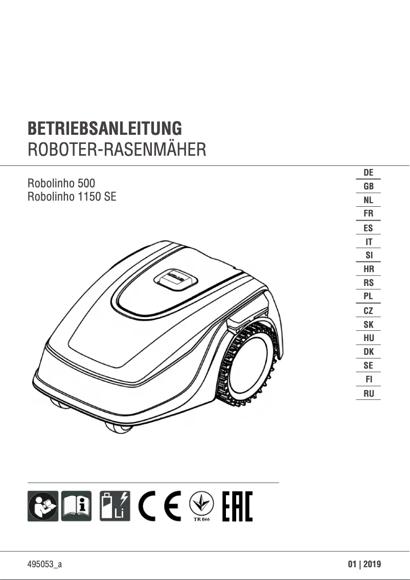 Page n°1 - Manuel utilisateur AL-KO Robolinho 500