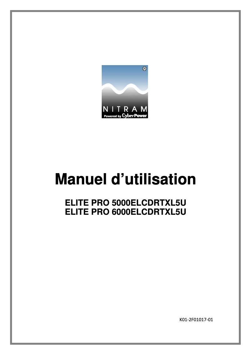 Página 1 del manual Manual de usuario Nitram ELITE PRO 6000ELCDRTXL5U