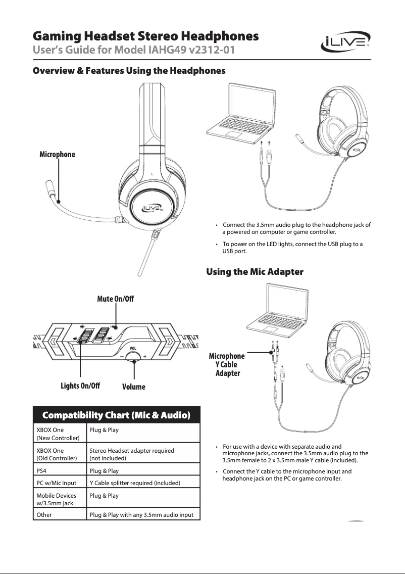 Page n°1 - Manuel utilisateur iLive IAHG49