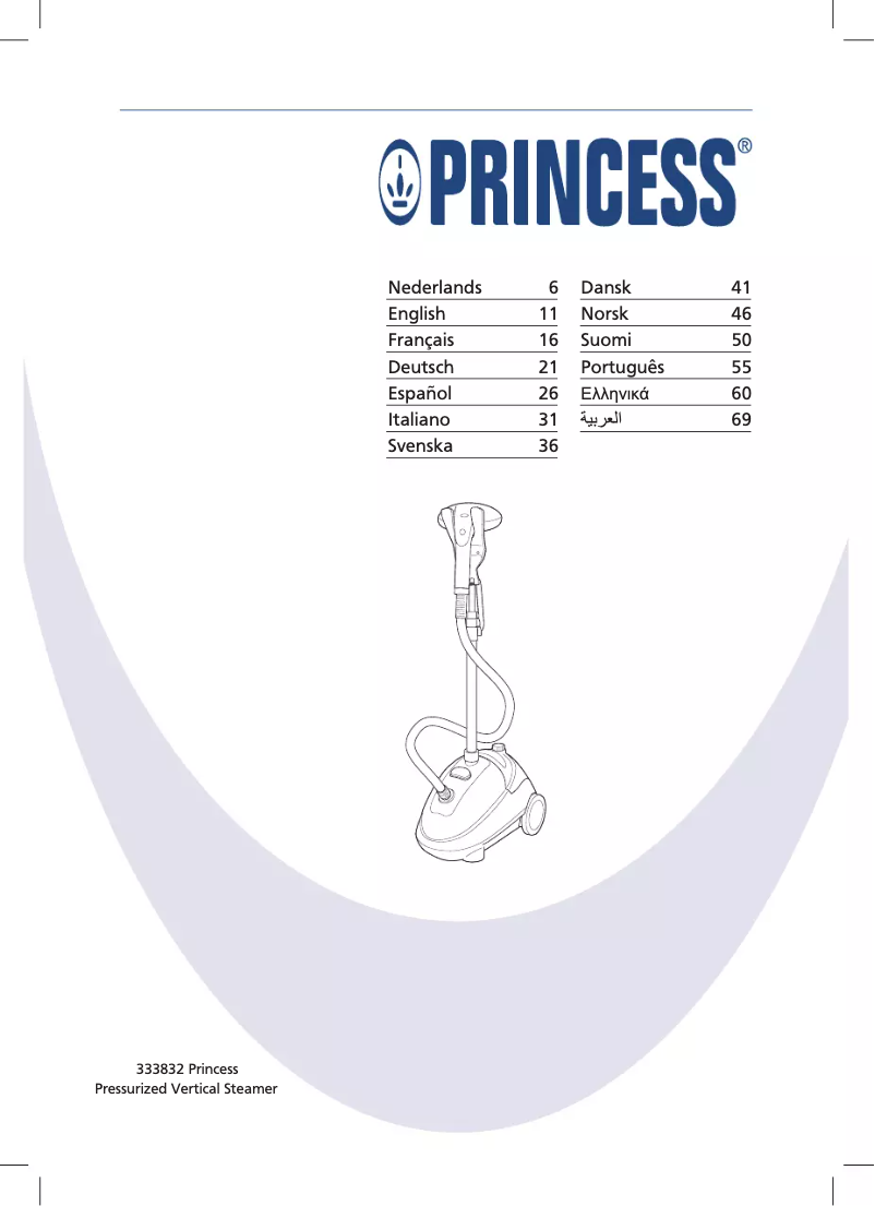 Page n°1 - Manuel utilisateur Princess Pressurized Vertical Steamer 333832