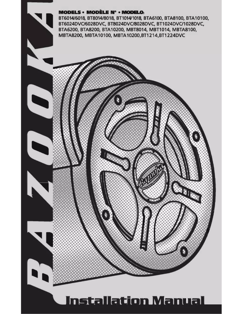 Page 1 de la notice Manuel utilisateur Bazooka BT1028DVC