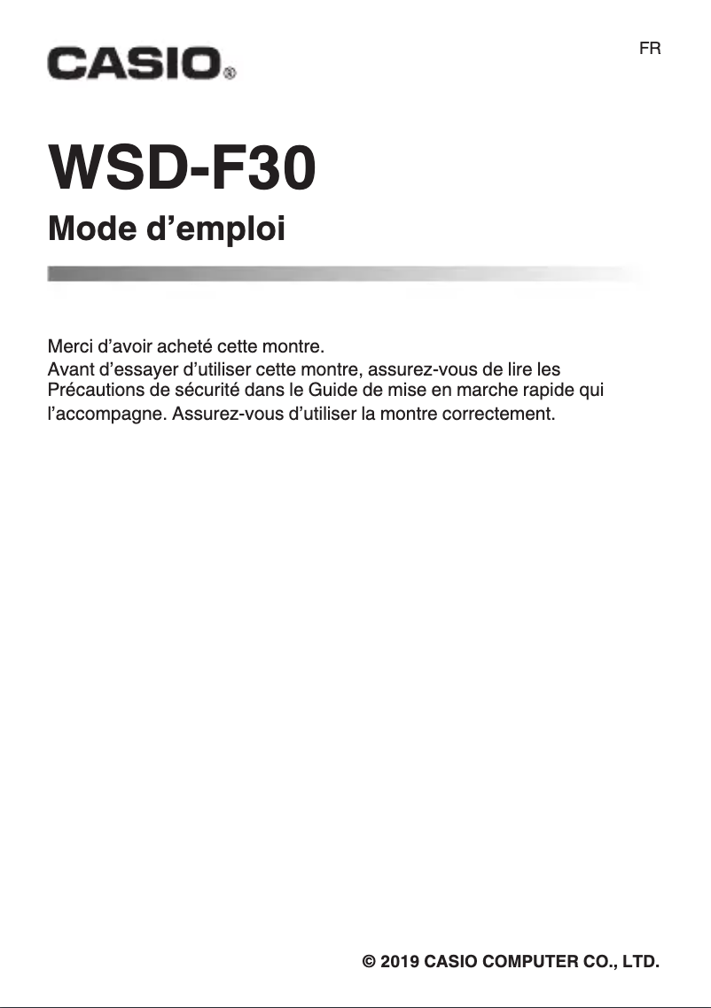 Page 1 de la notice Manuel utilisateur Casio Pro Trek Smart WSD-F30