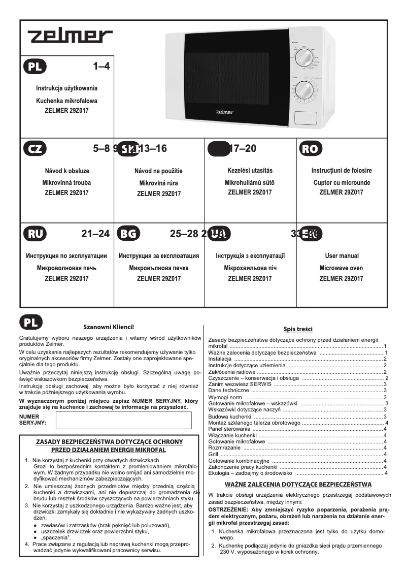 Image de la première page du manuel de l'appareil 29Z017