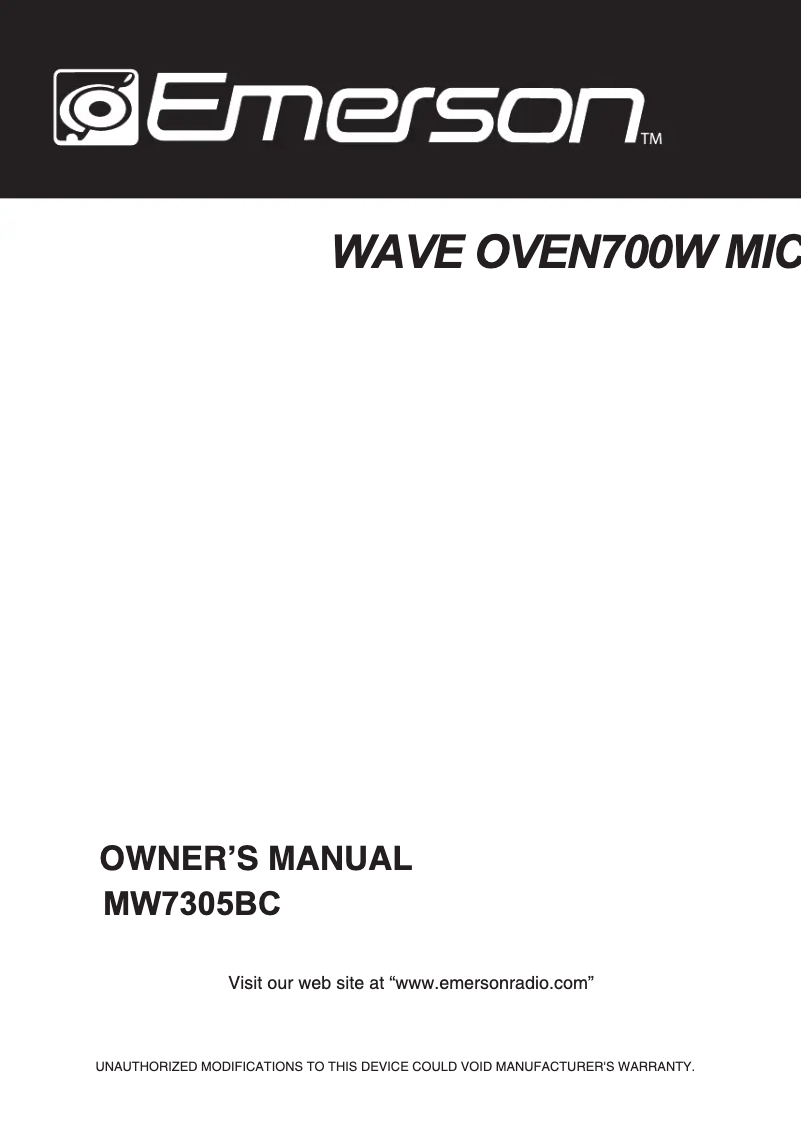 Image de la première page du manuel de l'appareil MW7305BC