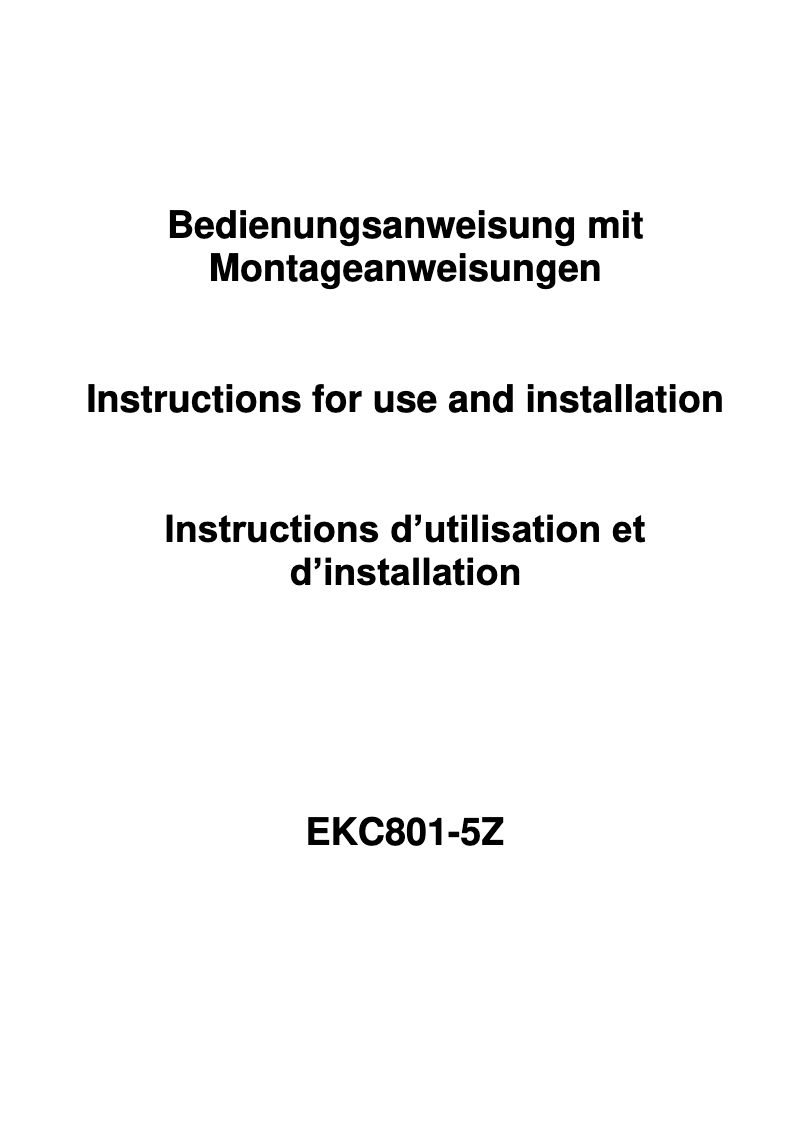 Image de la première page du manuel de l'appareil EKC 801-5Z