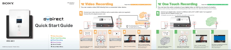 Page 1 de la notice Guide d'installation Sony VRD-MC1