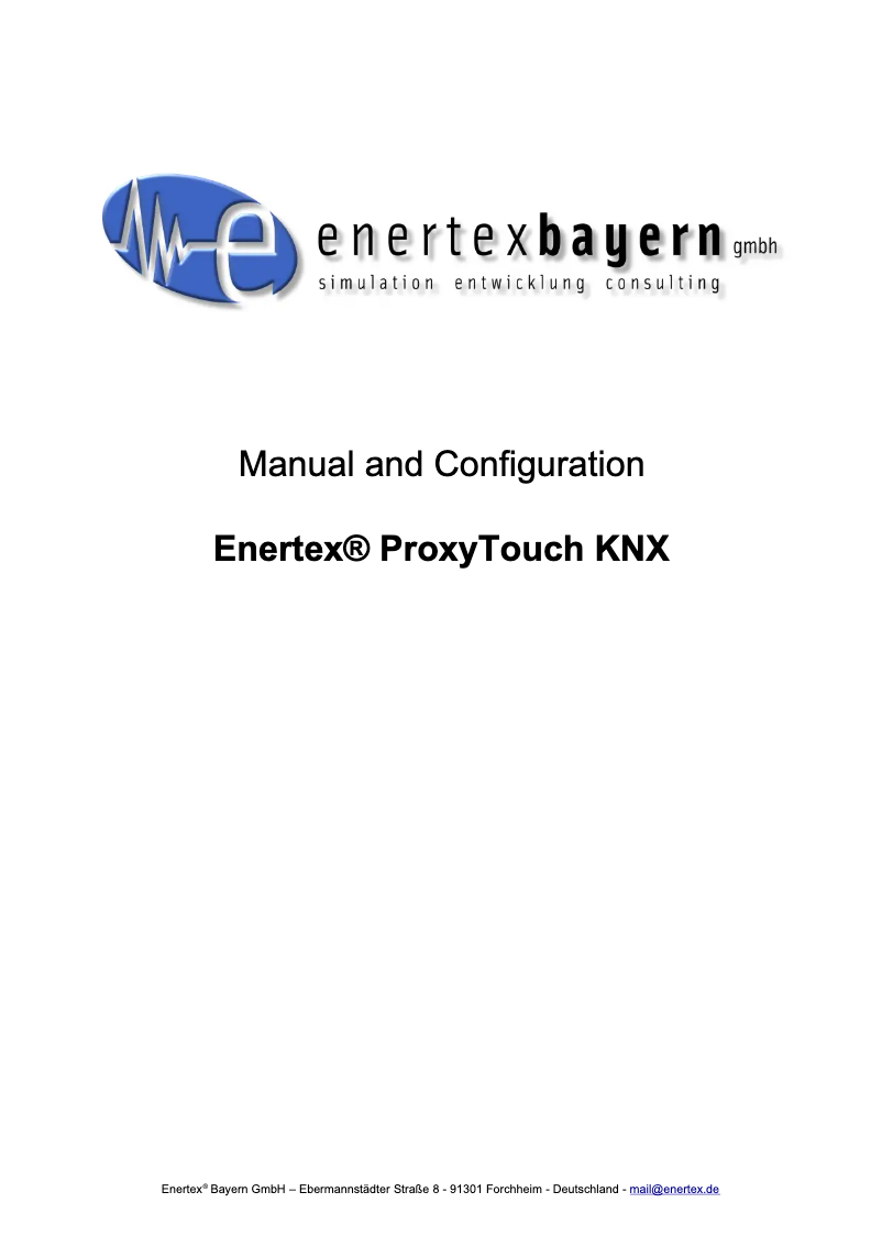 Page n°1 - Manuel utilisateur Enertex ProxyTouch KNX